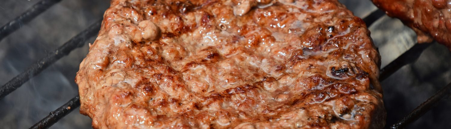 grilled burgers with grass finished beef